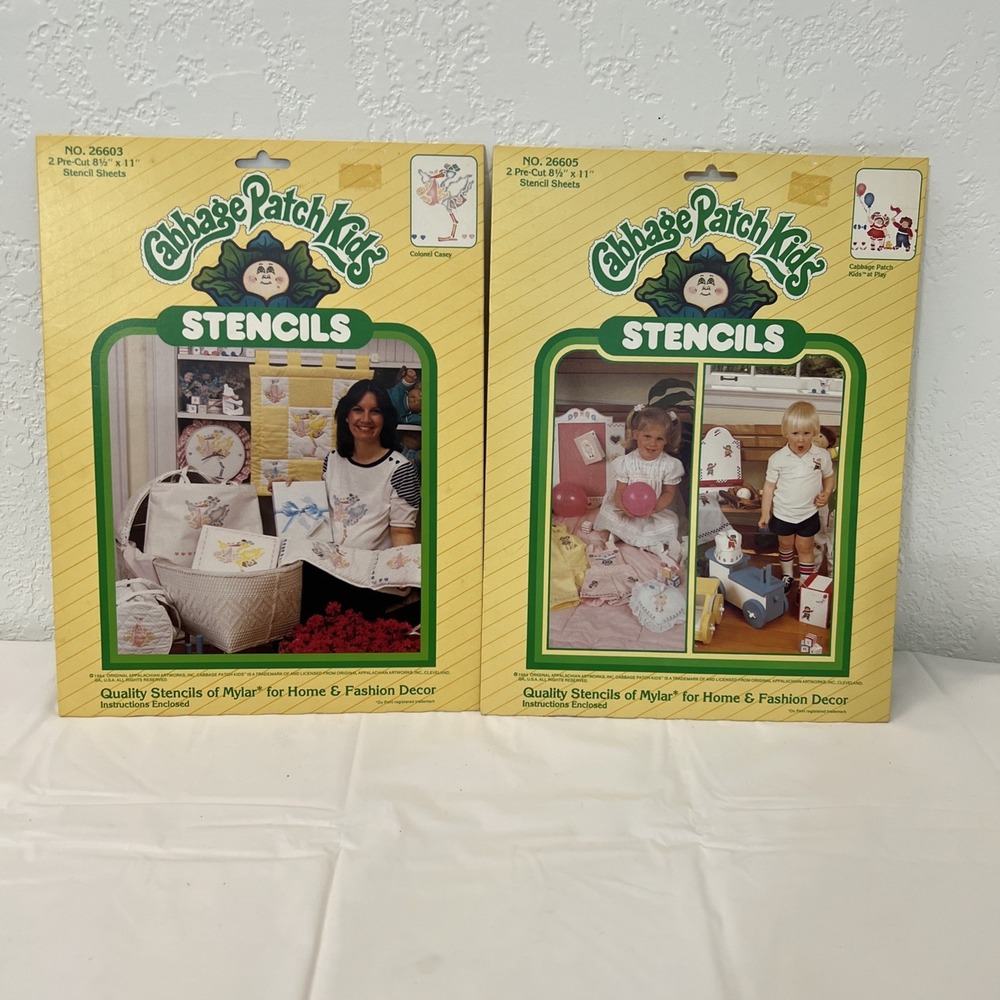 Cabbage Patch Kids Stencils 26603 Colonel Casey 26605 At‎ Play Lot Of 2 NEW VTG